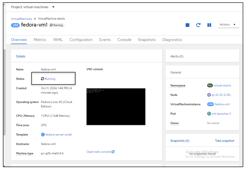 OCP-v VM running