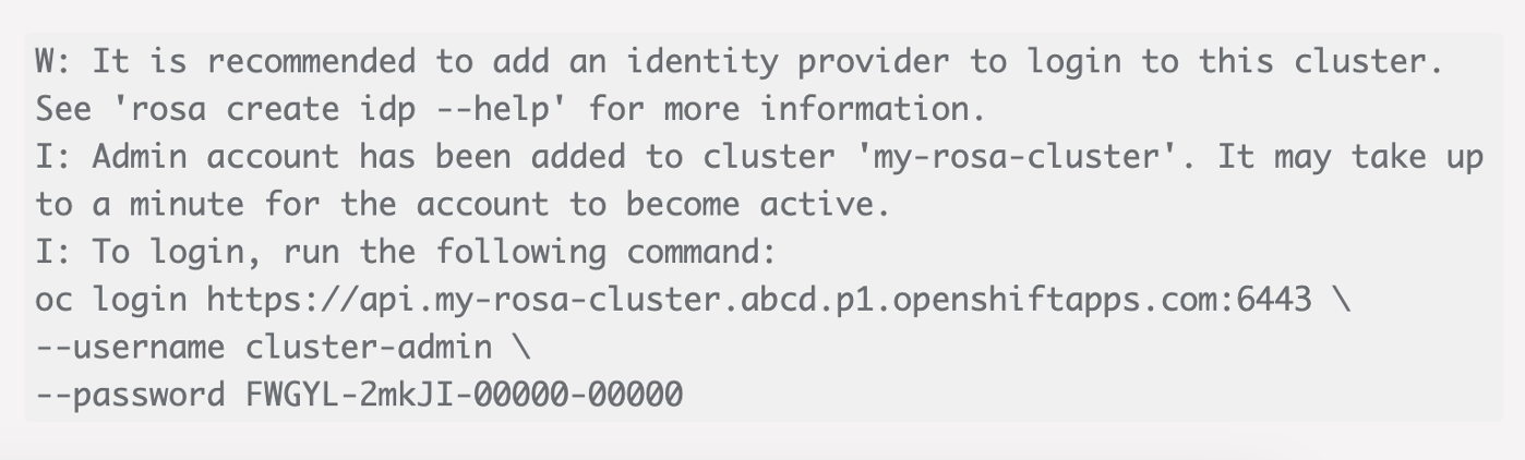 rhhc rosa cluster admin create
