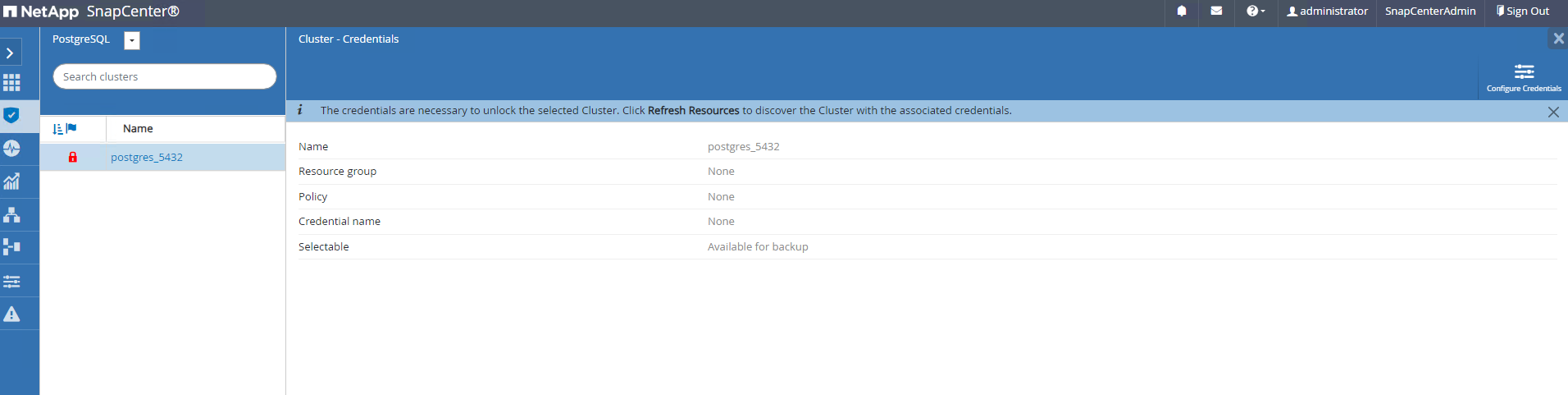 This image provides database backup for SnapCenter server