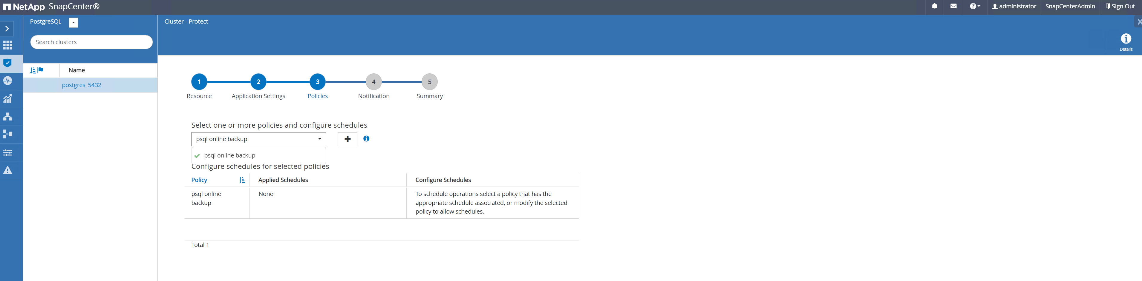 This image provides database backup for SnapCenter server