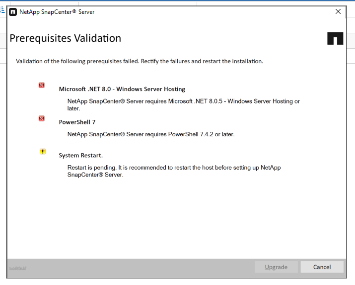 Screenshot showing SnapCenter 6.0 prerequisites.