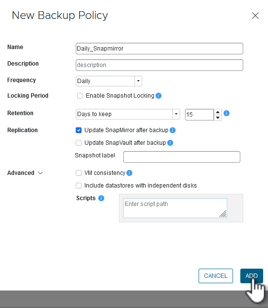 Fill out policy details