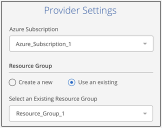 A screenshot that shows the cloud provider details when backing up volumes from an on-premises cluster to an Azure Blob tier