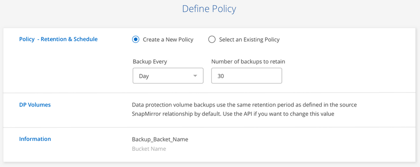 A screenshot that shows the Backup to Cloud settings where you can choose your backup schedule and retention period.