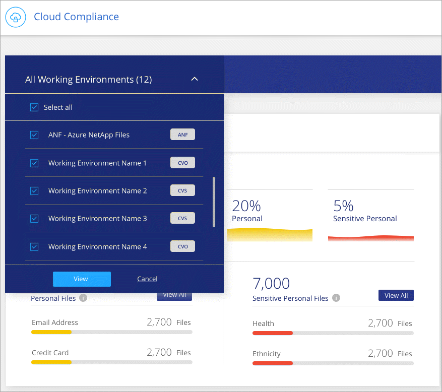 screenshot cloud compliance filter