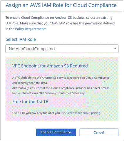 A screenshot of entering the AWS IAM role for Cloud Compliance