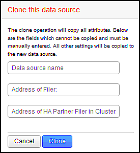 Clone this data source dialog box