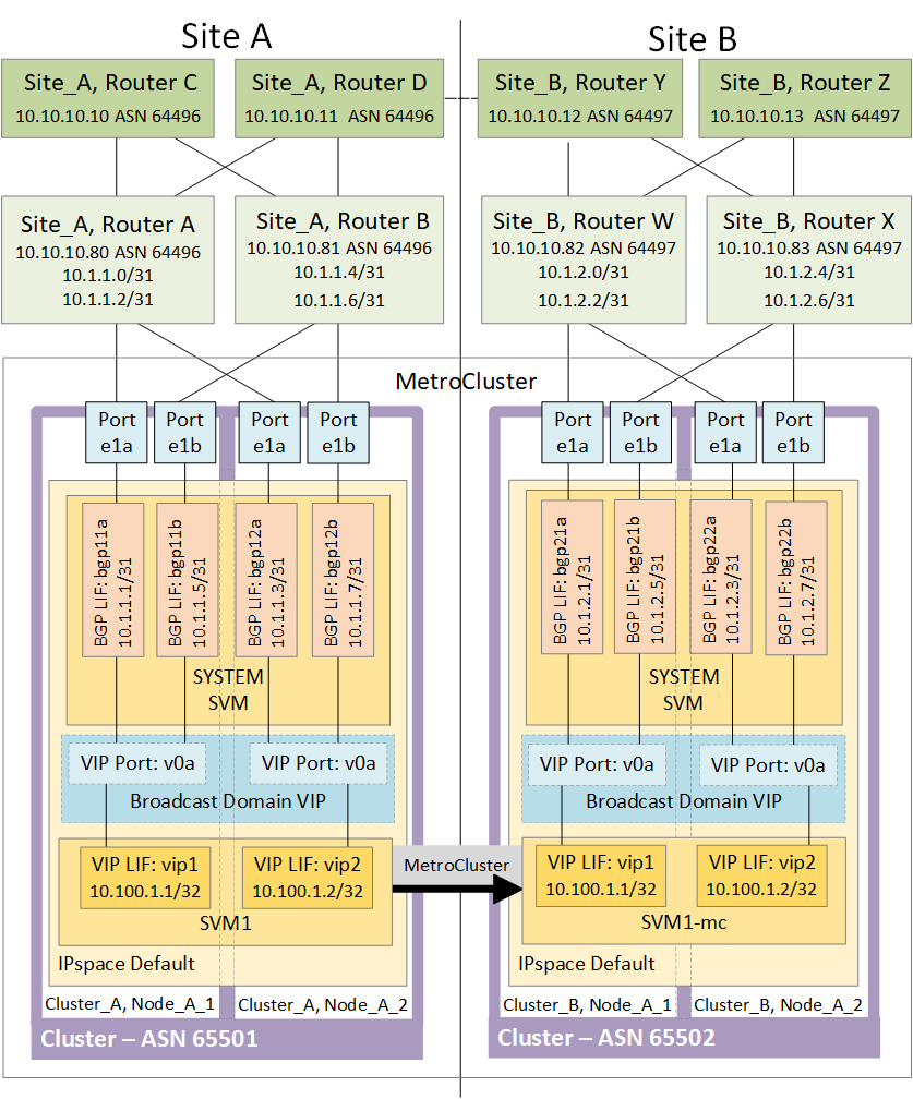 vip and bgp in metrocluster 2