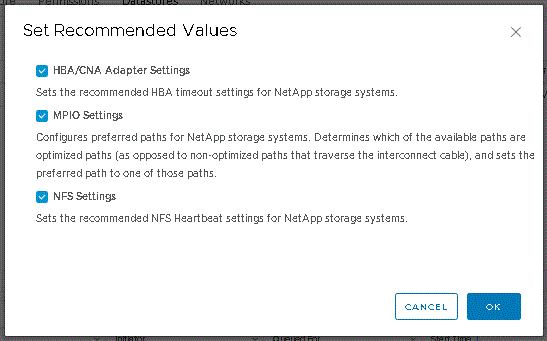 Set recommended values window