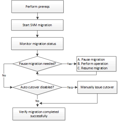 Workflow of SVM migration. This summarizes the steps that follow it.