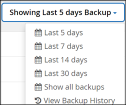 Available backups for restore