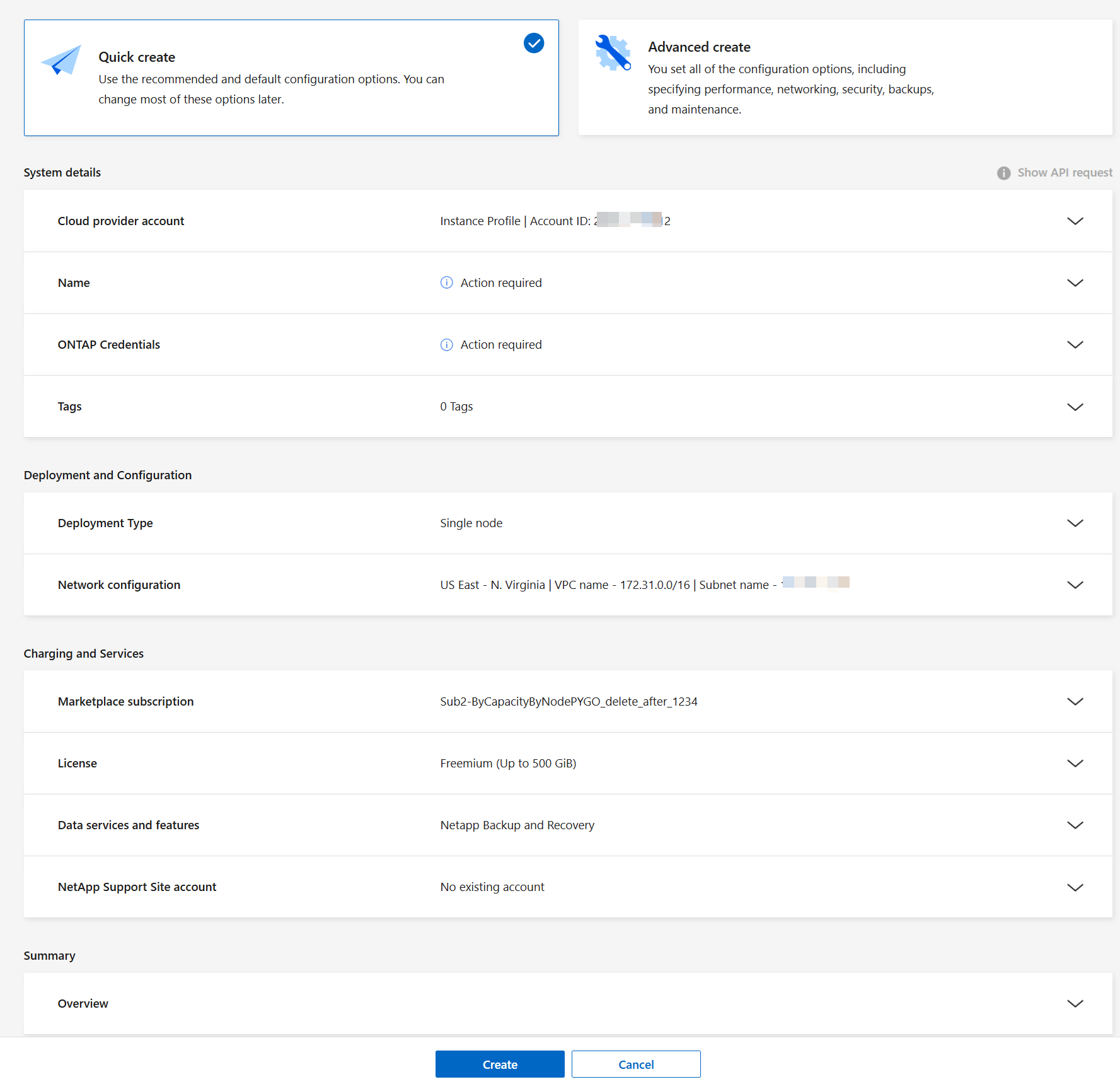 AWS Quick Create