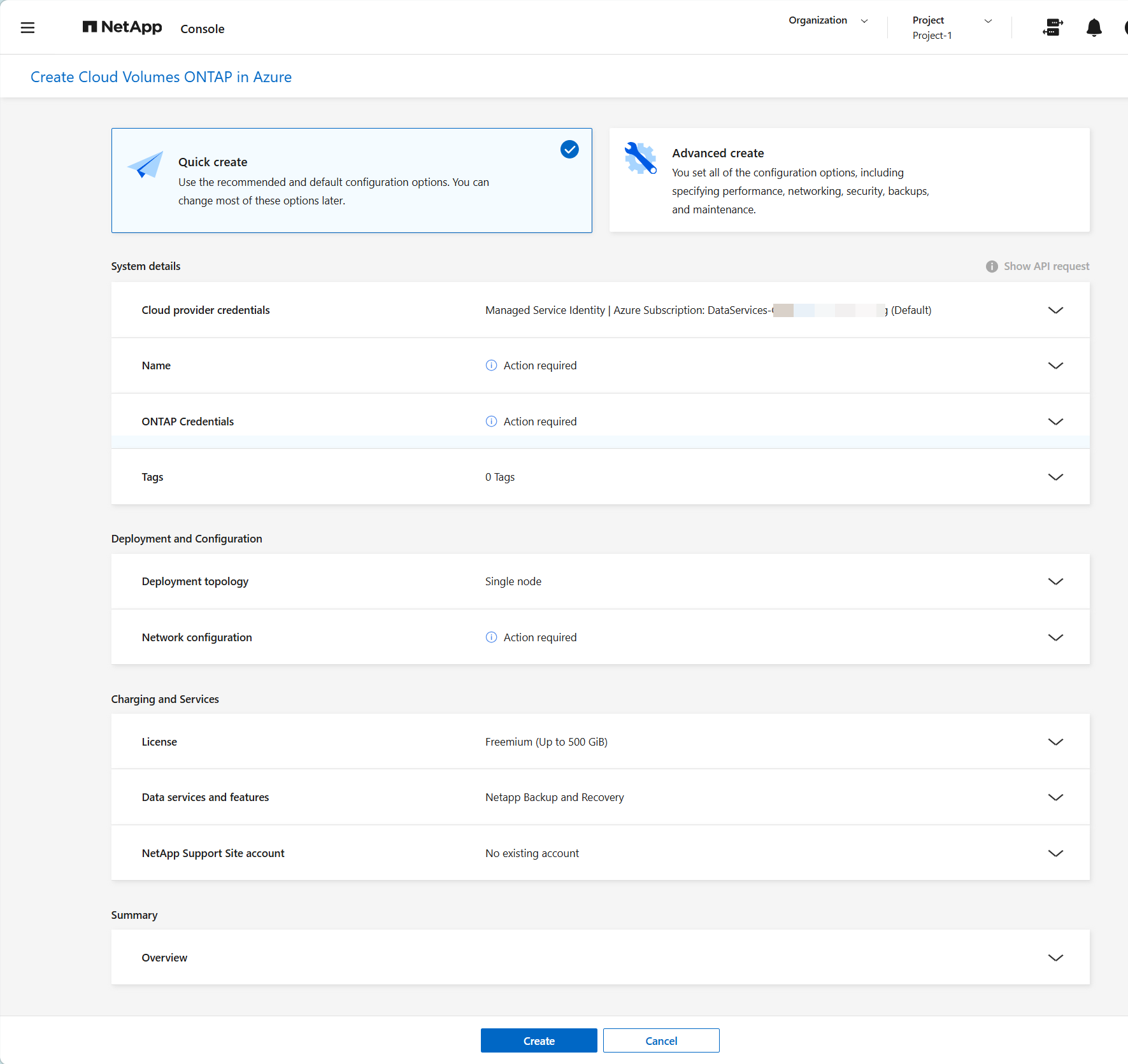 Azure Quick Create