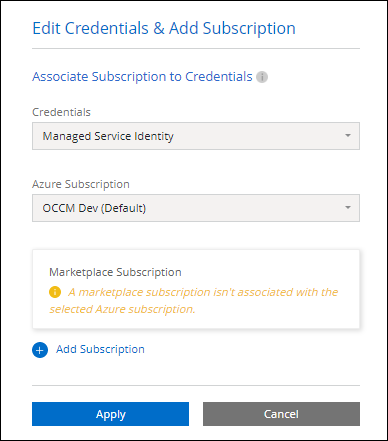 A screenshot of the PAYGO subscription option when creating a Cloud Volumes ONTAP system.