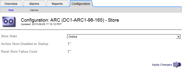 Configuring the archive store for TSM middleware connection