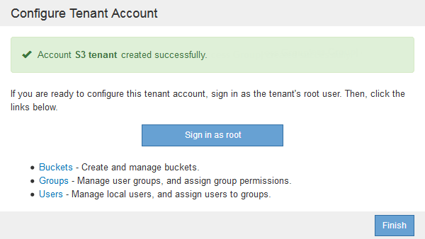 Screenshot of Step 2 - Configure Tenant Account