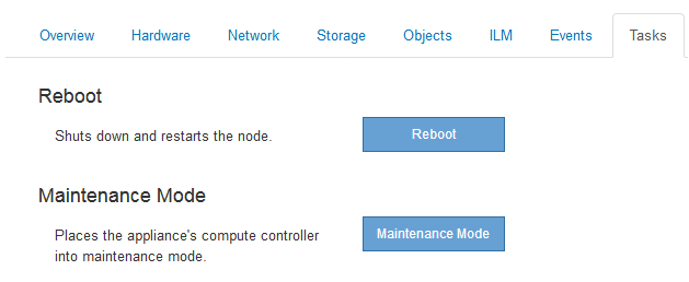 Maintenance Mode button for appliance