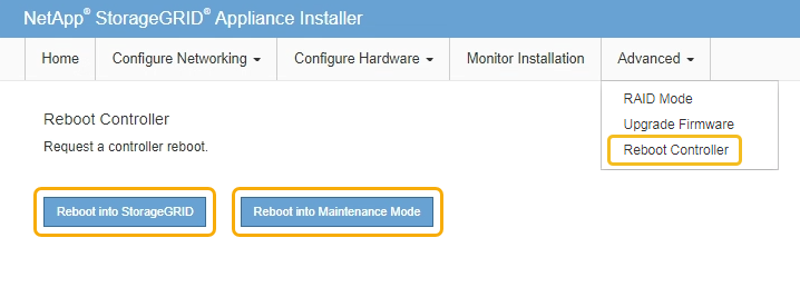 Reboot controller in maintenance mode