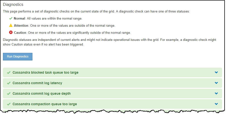 Support Diagnostics Page