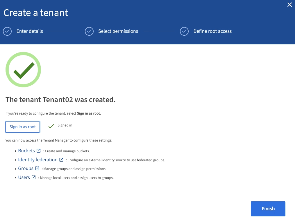 Configure tenant account