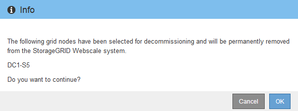 screenshot of decommission confirmation dialog box