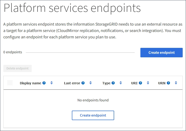 Platform Services Endpoints Blank Page