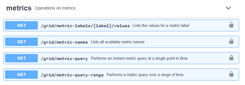 Help API Documentation Metrics section