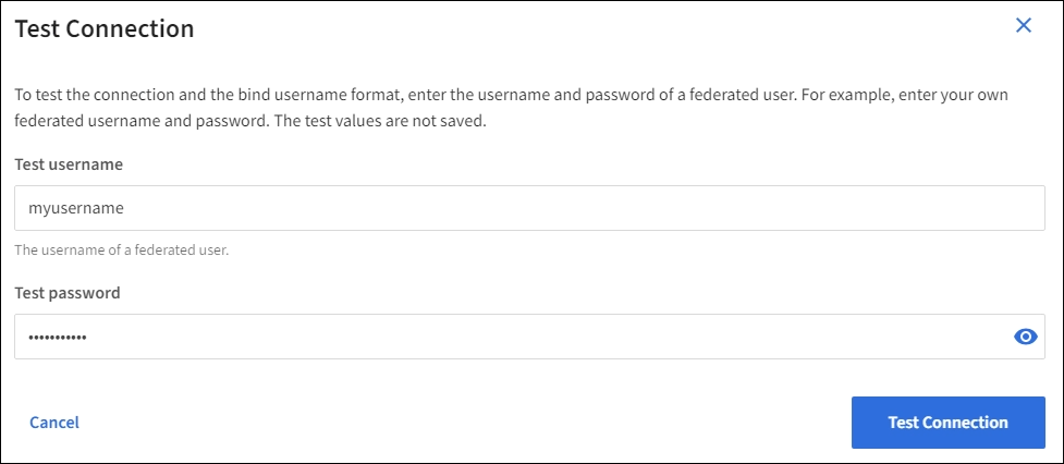 Identity federation prompt to validate bind username format