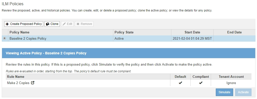ILM Policies Page Compliant