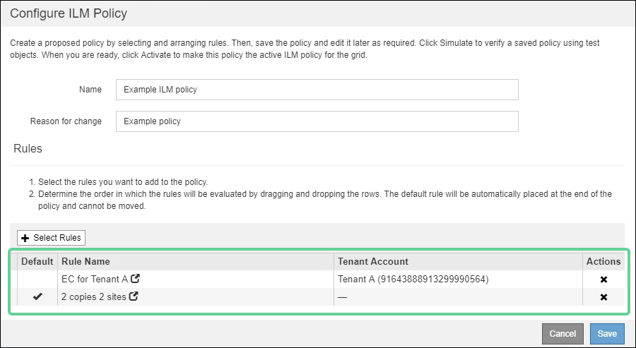 ILM Policies Page Default Rule