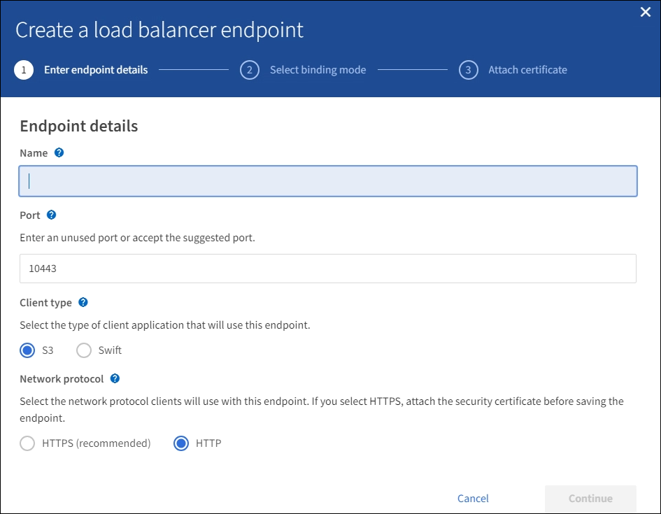 Create LB Endpoint