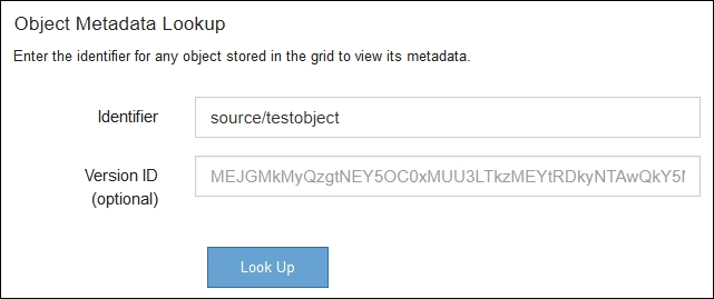Object Lookup page