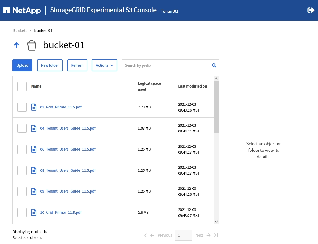 S3 Console example