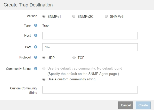 SNMP Create Trap Destination