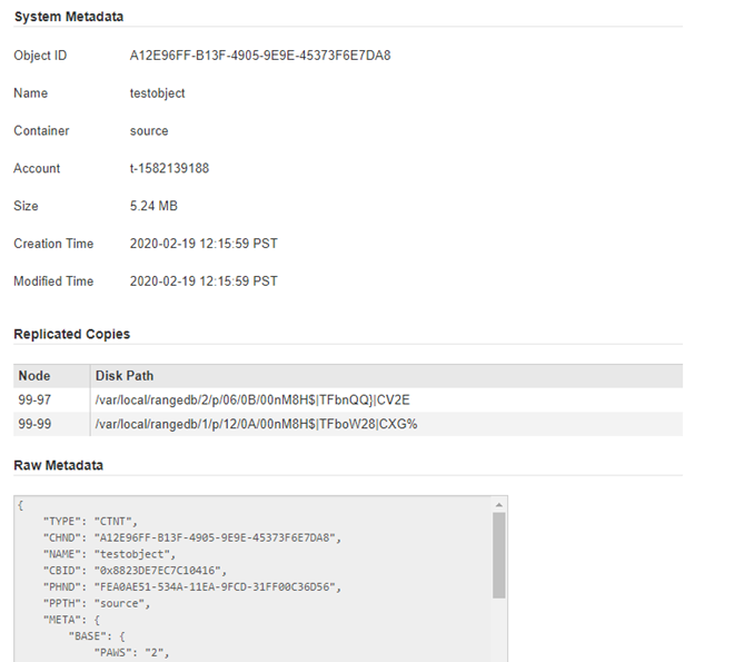 Object Lookup Results