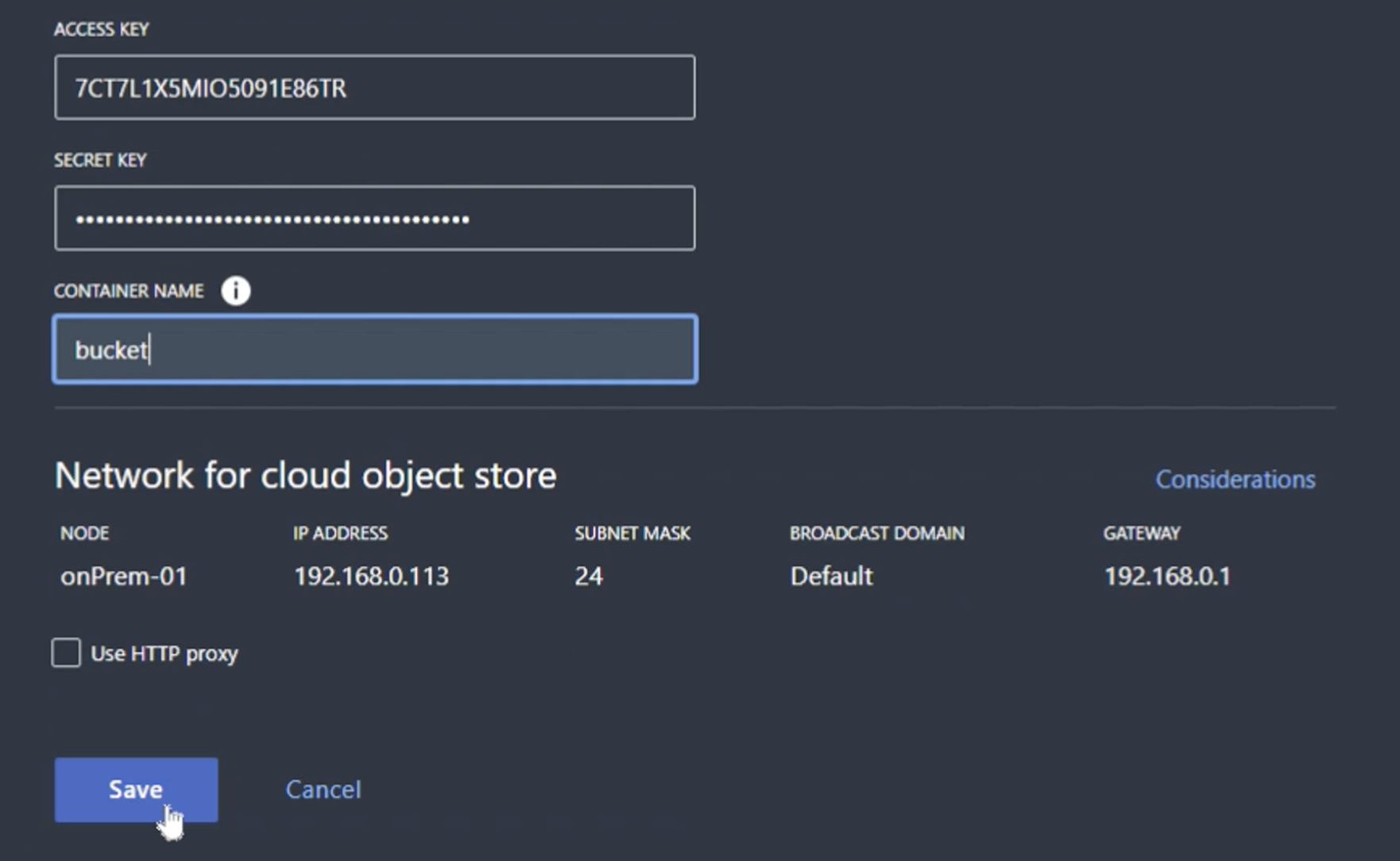 Input StorageGRID information