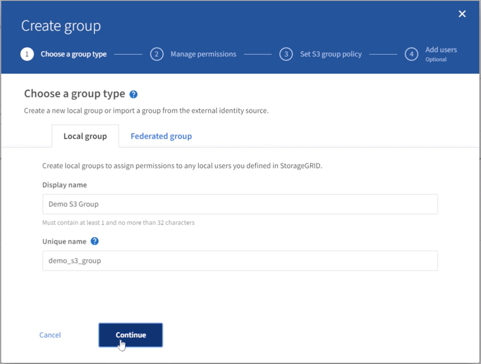 Create new group