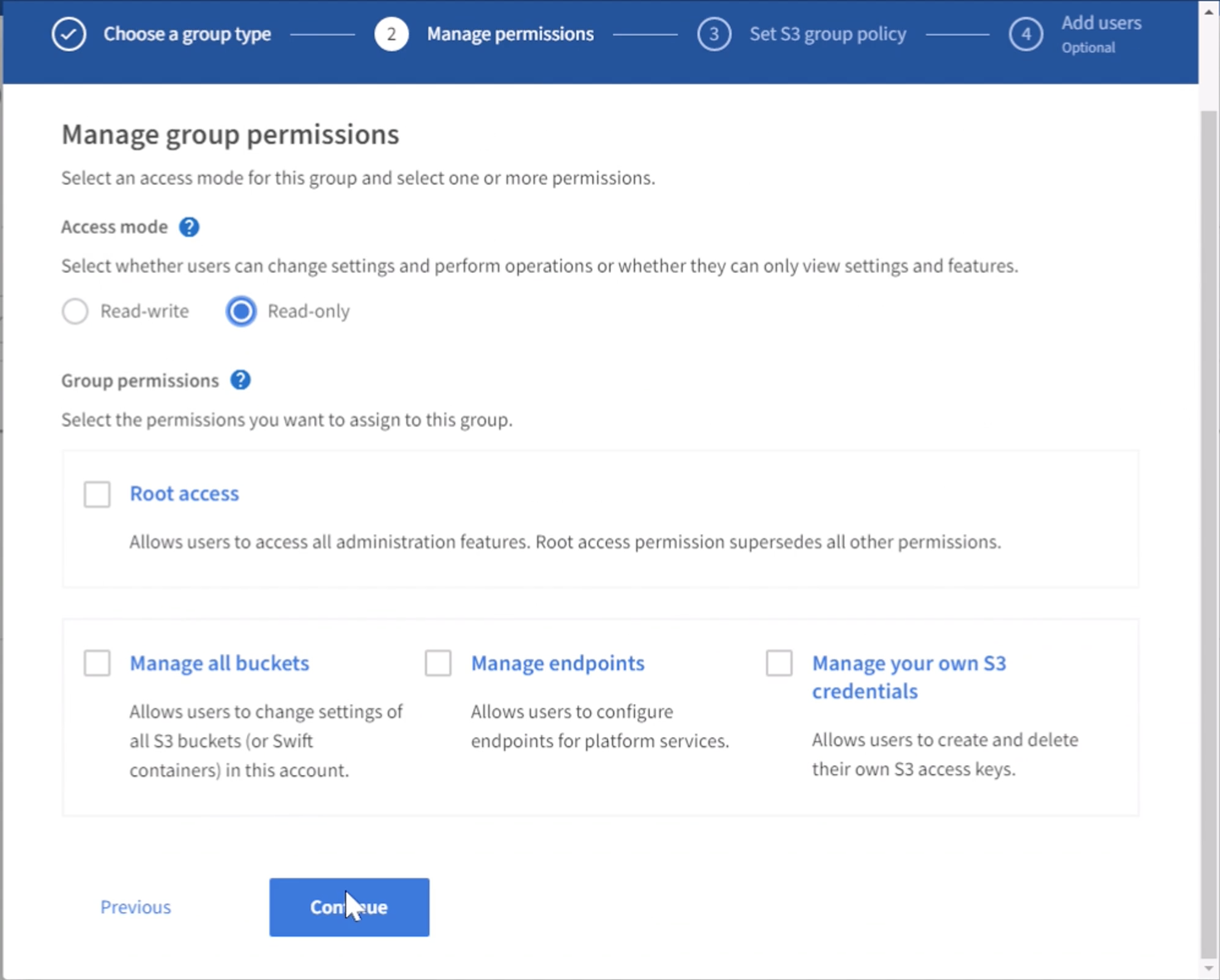 Set group Permissions