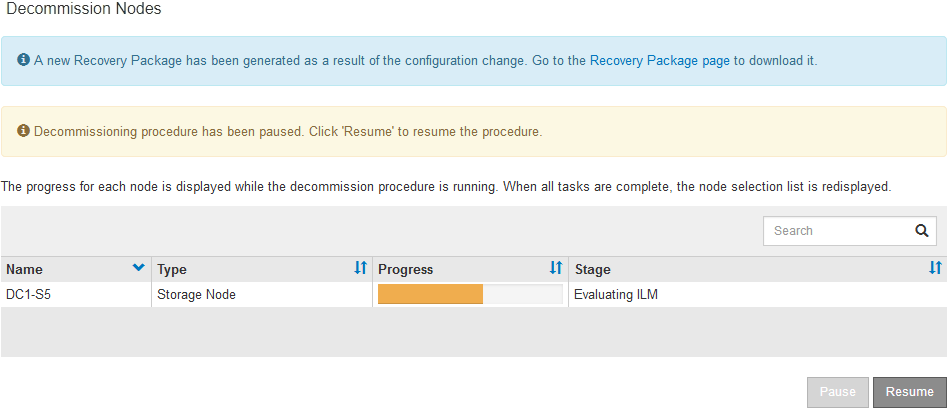 Decommission Nodes Procedure Paused