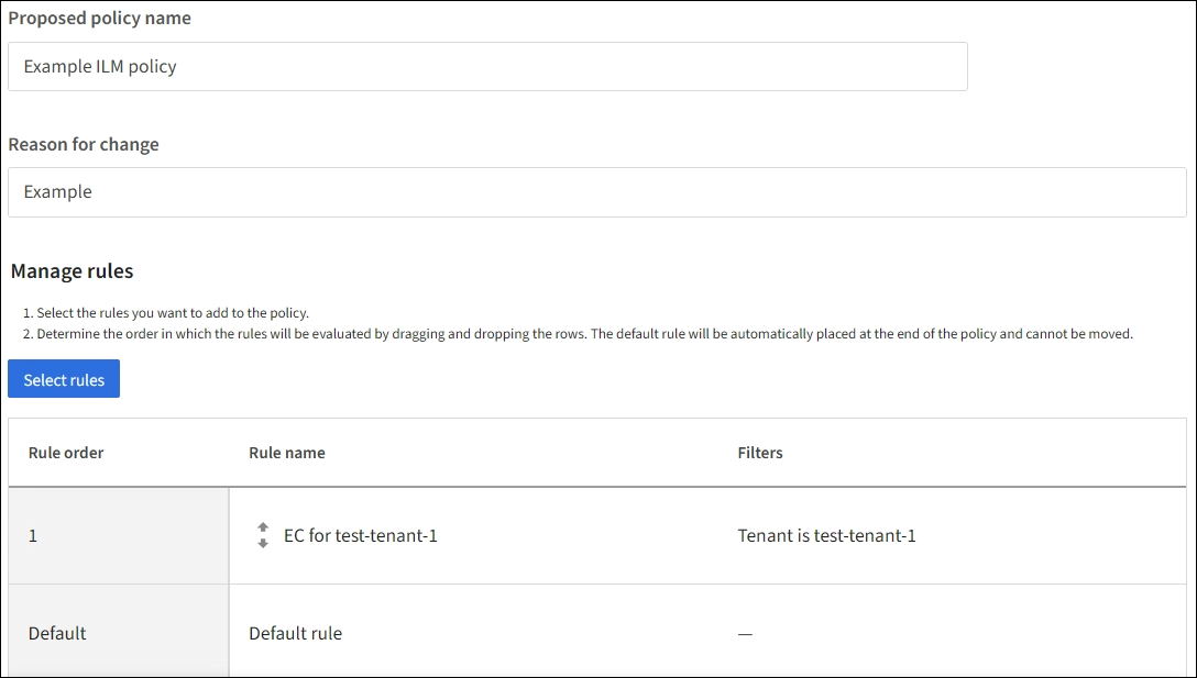 ILM Policies Page Default Rule