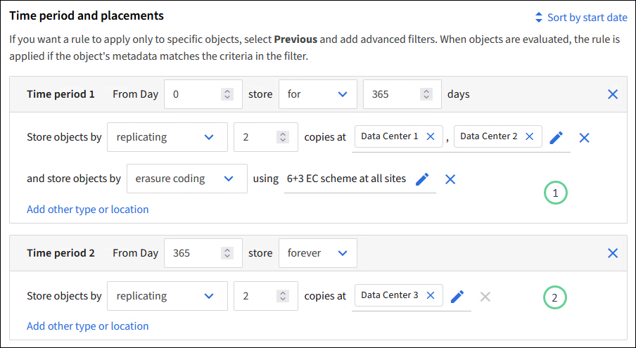 ILM placements screen from Grid Manager