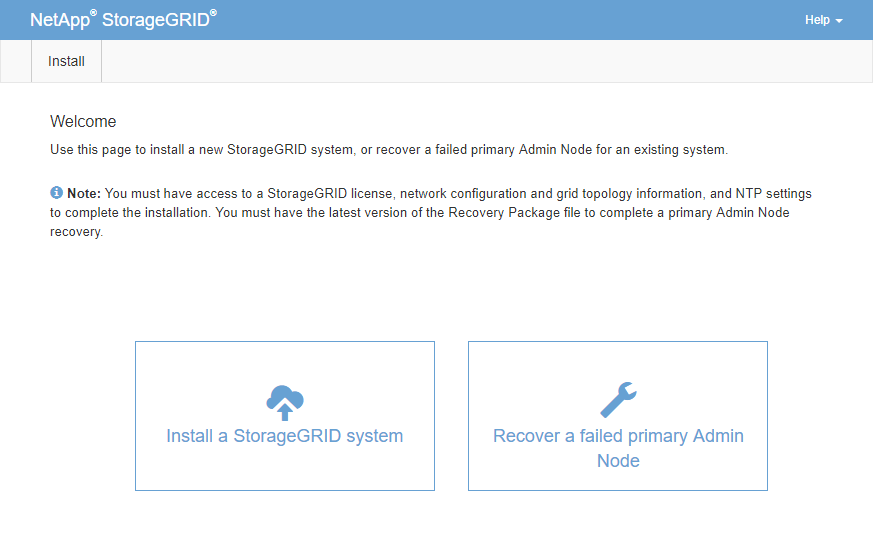 Install or recover Primary Admin Node