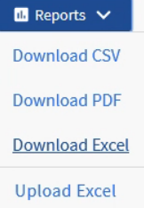 显示如何从报告下载 Excel 的 UI 屏幕截图。