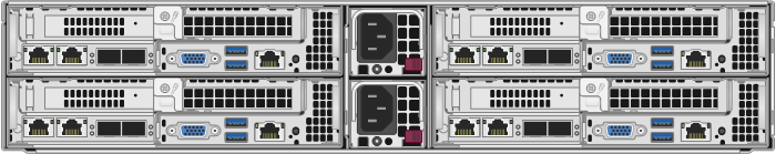 此图显示了具有四个存储节点的四节点机箱。