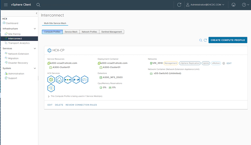 vSphere 客户端互连页面的屏幕截图。