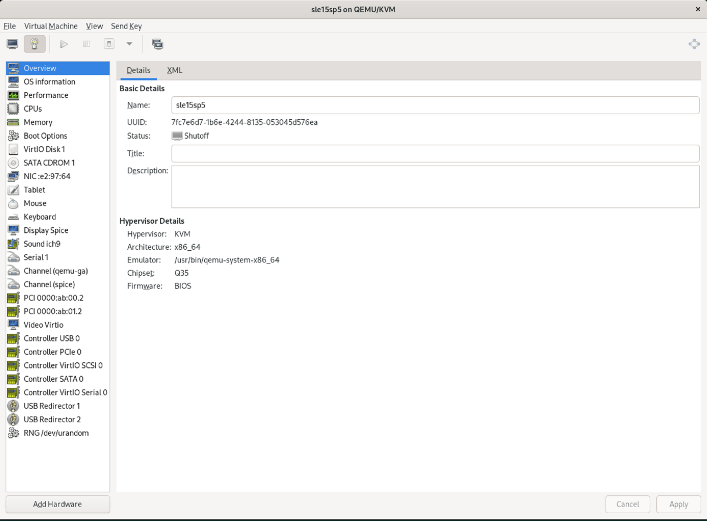 Virtmanager 添加硬件，宽度=601，高度=443