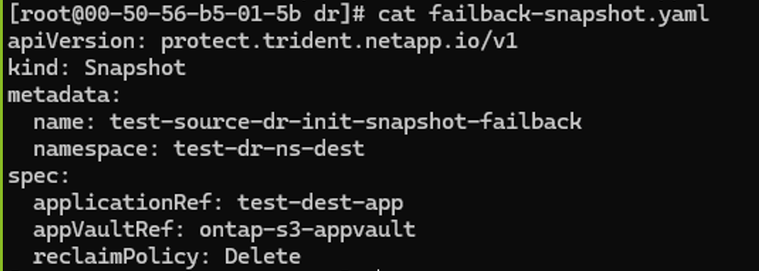 在新源集群上使用 Trident Protect CLI 创建的 VM 的 OCP-v 按需快照