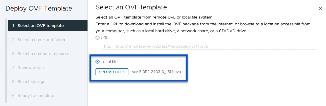 选择 OVF 模板
