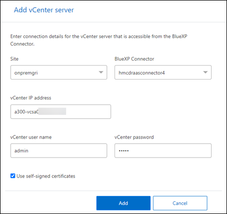 新增 vCenter Server 螢幕擷取畫面 