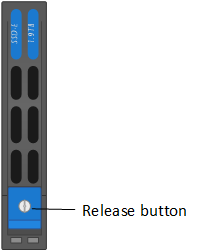 顯示H410S儲存節點磁碟機上的釋放按鈕。